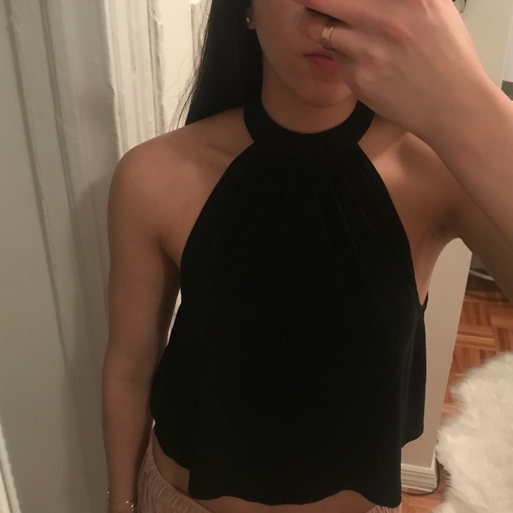 Urban Outfitters Black Halter Top, Tulip Back